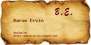 Baros Ervin névjegykártya